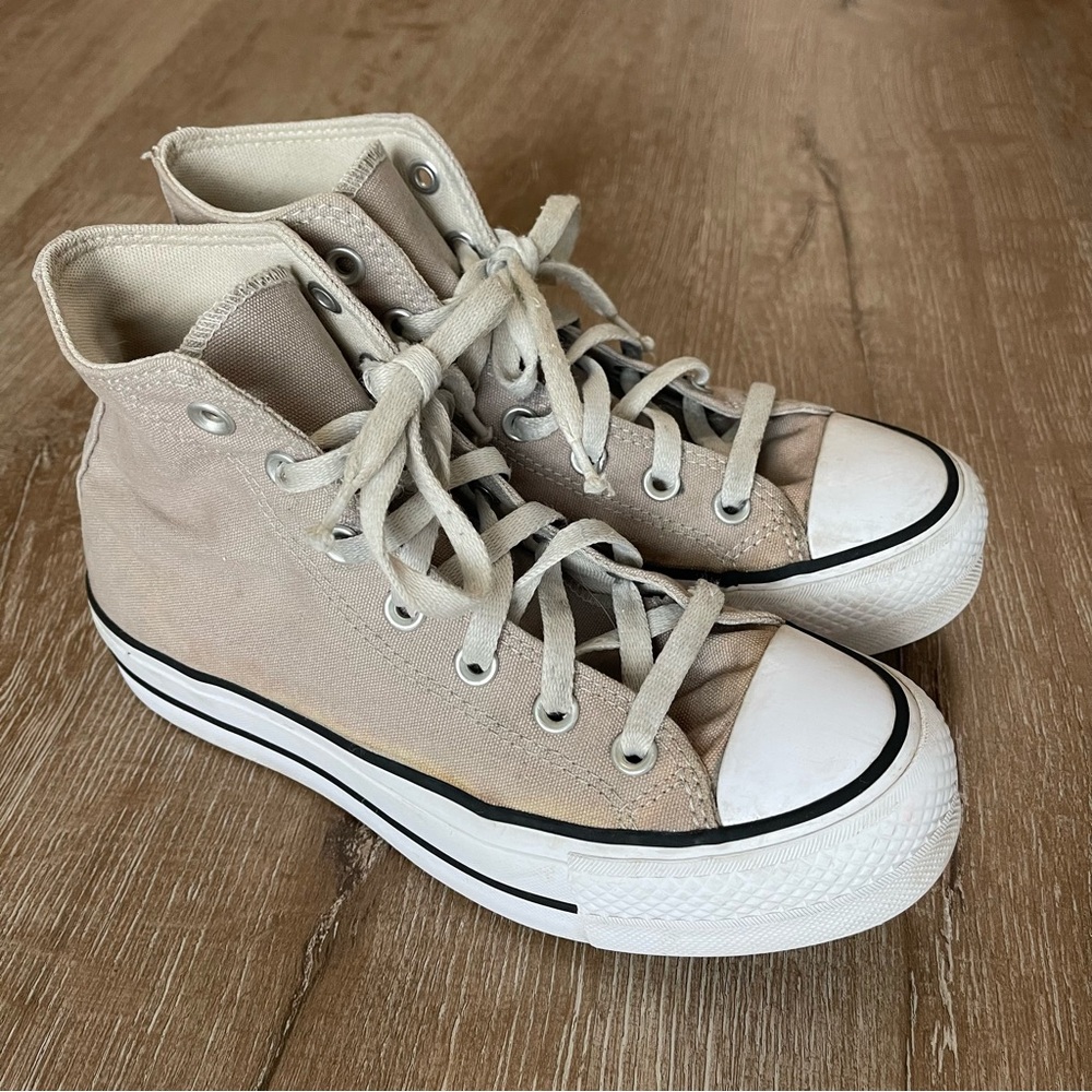 Converse Beige Platform Sneakers